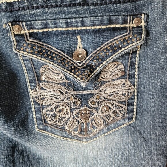 Nine West Women Date Night Jeans 30/10 Med. Wash Capri Bling Pockets Contrasting - Picture 9 of 15